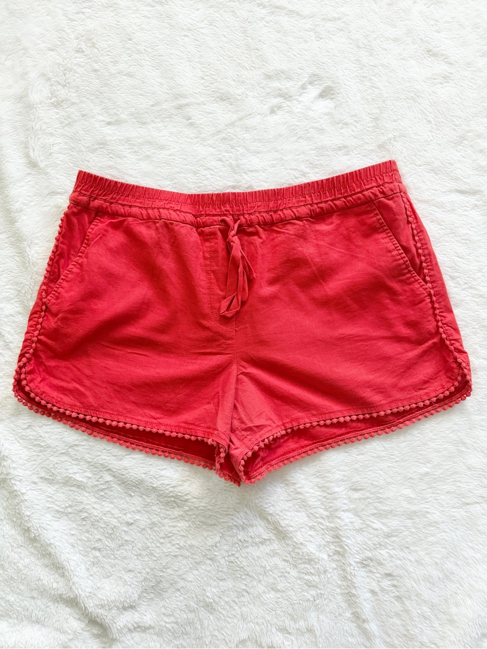 LOFT Linen Blend Running Style Shorts Red Size Large